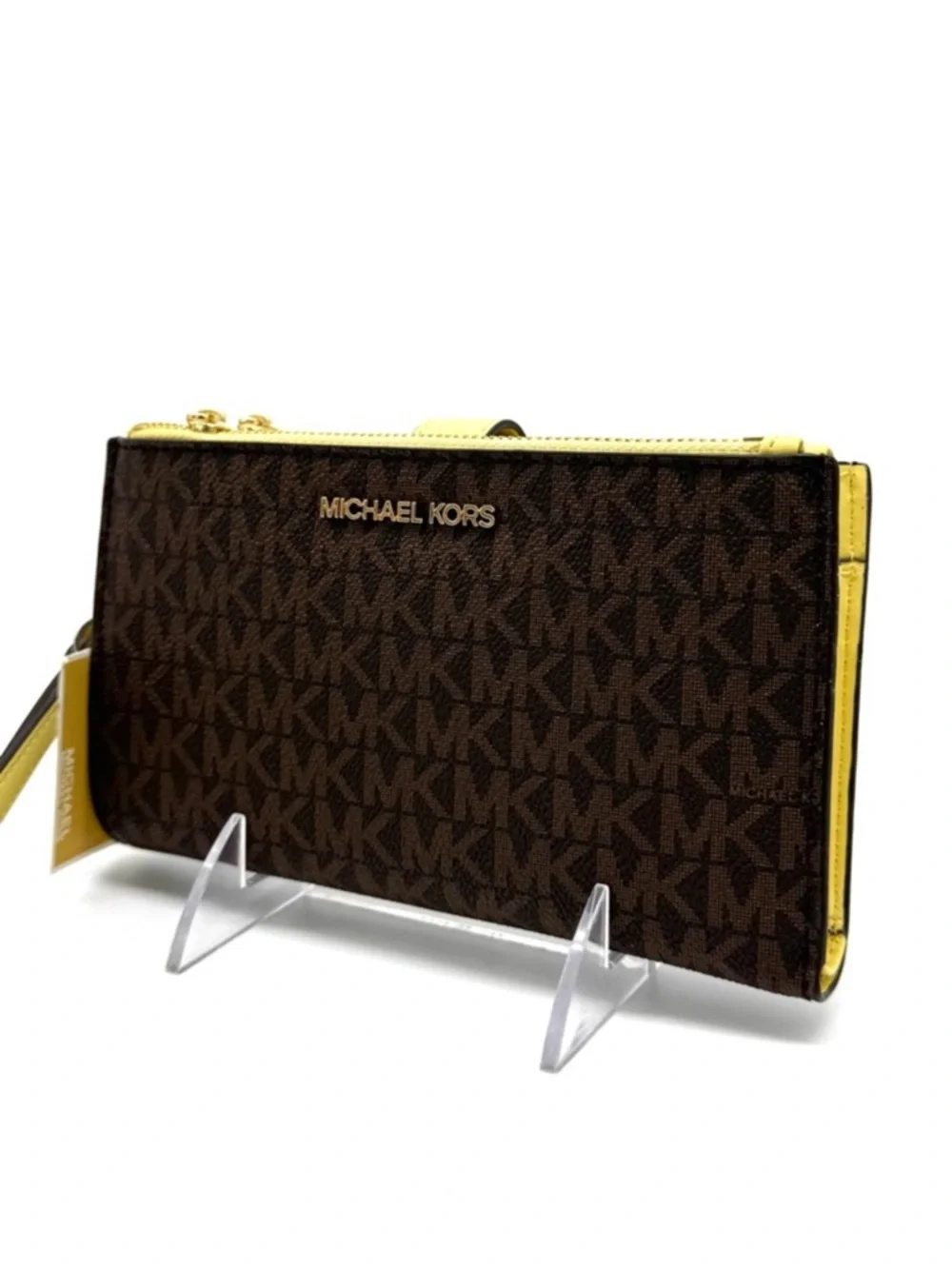 Michael Kors Large Jet Set Travel Logo Double Zip Wallet Buttercup